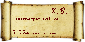 Kleinberger Béke névjegykártya